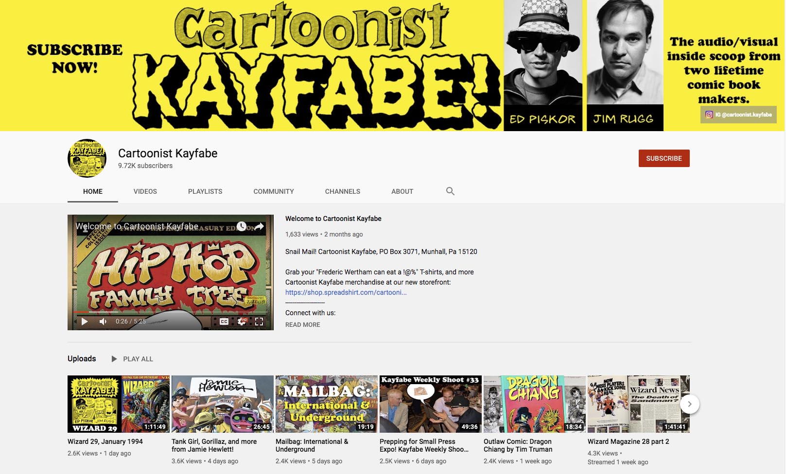 Cartoonist Kayfabe - comic channels on youtube